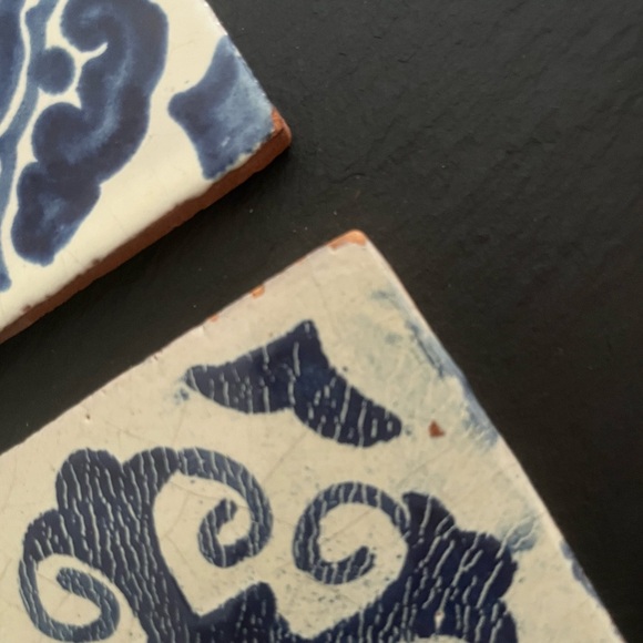 Mexican Hand Painted Terra-Cotta Talavera Vintage Tiles Set of 4 - Picture 13 of 15